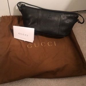 AUTHENTIC GUCCI BLACK LEATHER POCHETTE